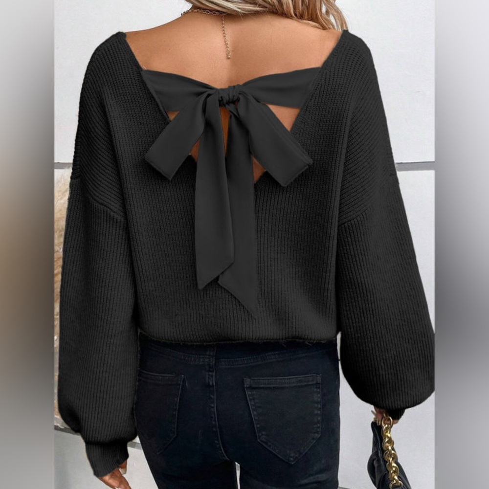 Black bow back sweater